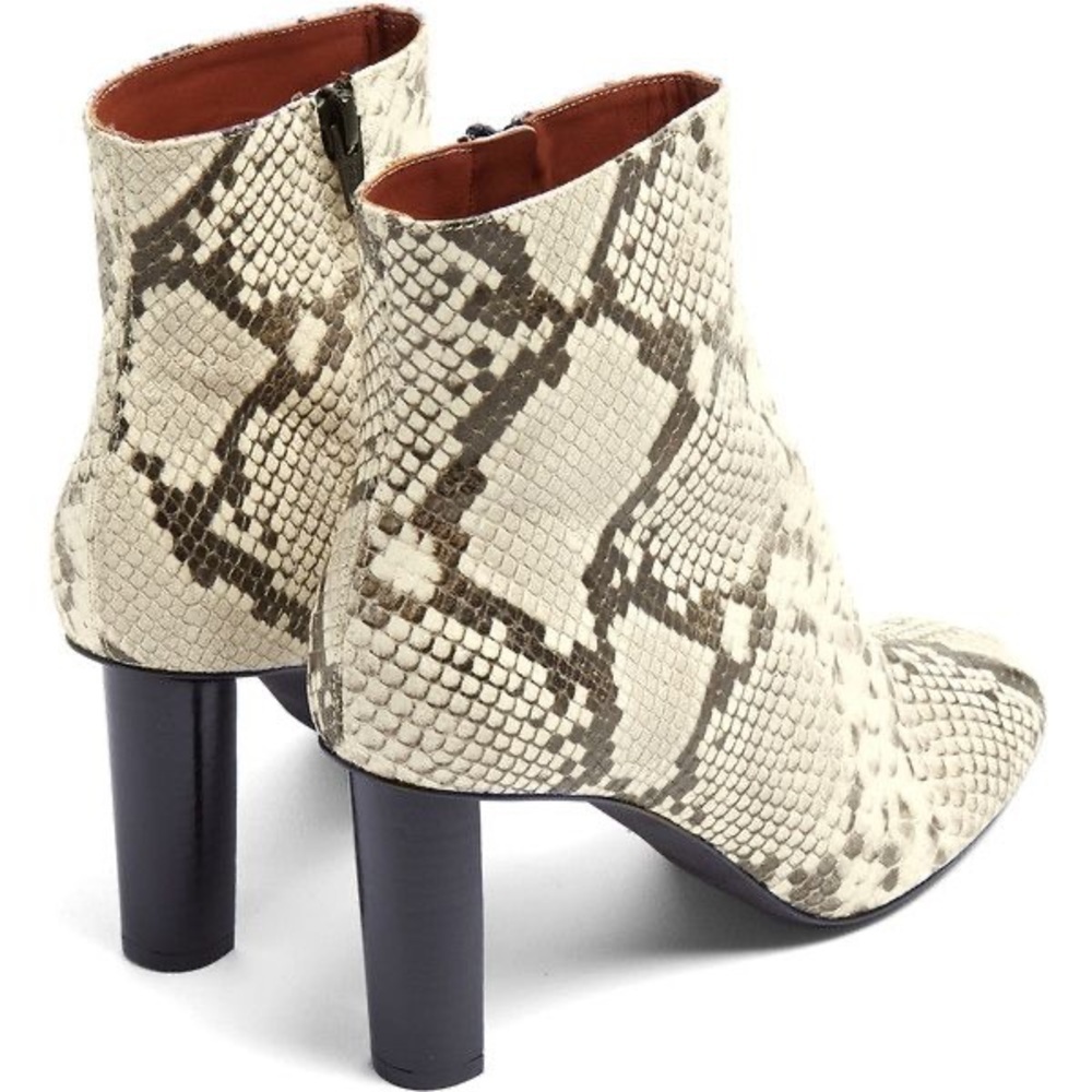Joseph / Snake-skin effect grey ruched heeled leather ankle boots booties  36 6